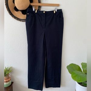 Vintage St. John Sport High Waisted Black Straight Leg Pants Gold Hardware